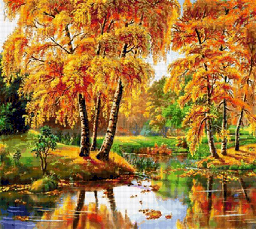 "Осень - в небе жгут корабли..." - золотая осень, лес, березы, пейзаж - предпросмотр