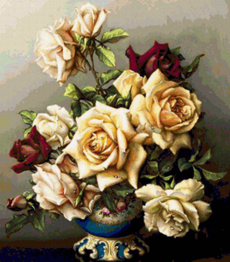 букет роз в вазе - букет, цветы, розы, ваза - предпросмотр