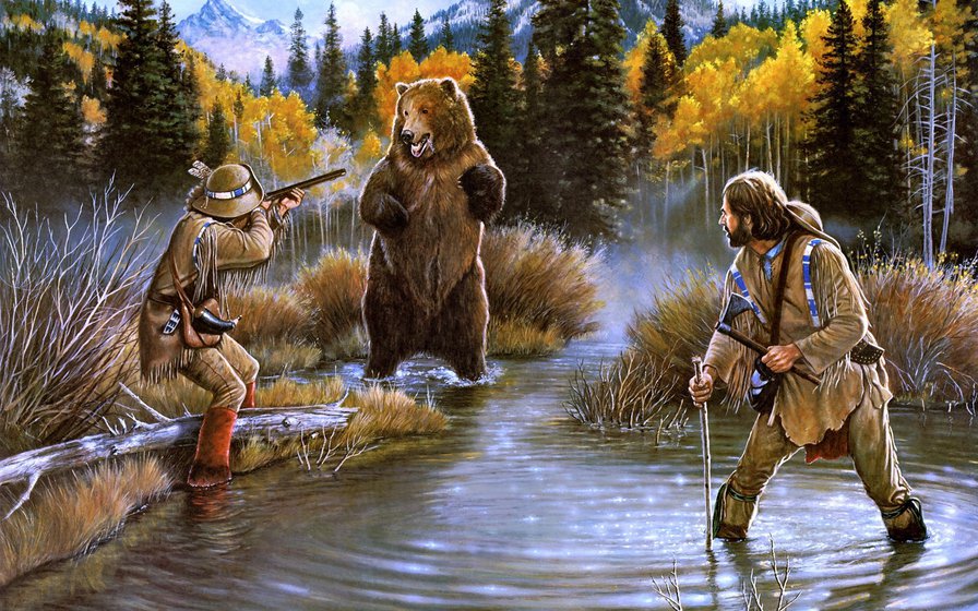 Охота на медведя - животные, медведь, охота - оригинал