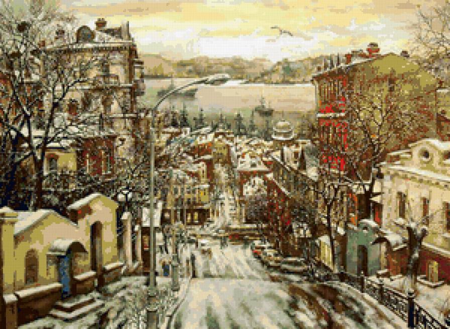 Серия "Городской пейзаж" - зима, город, дорога, домик, пейзаж - предпросмотр