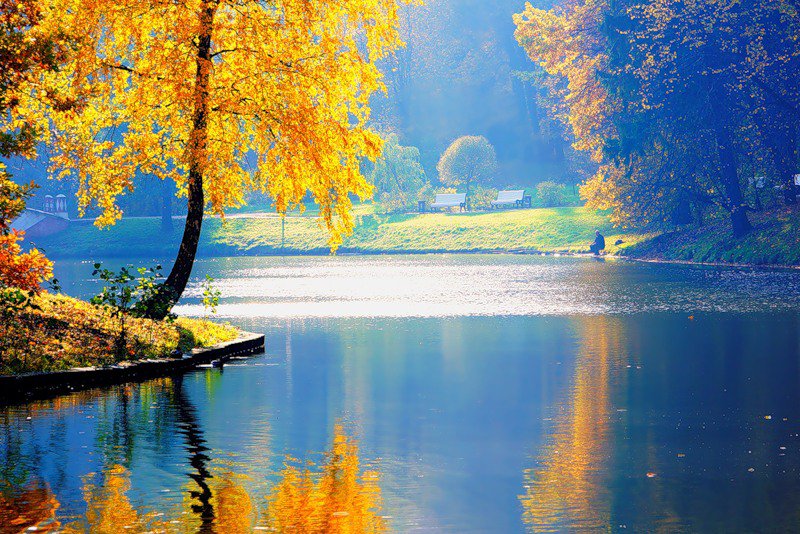 природа - вода, озеро, времена года, осень, пейзаж, пруд, листья, природа - оригинал