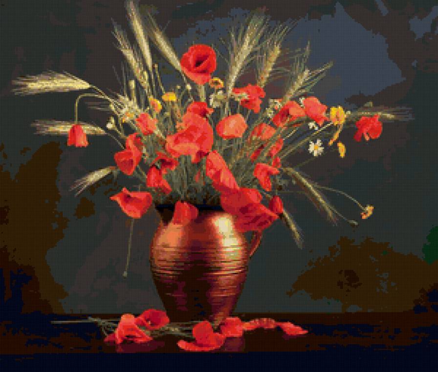 маки - букет, цветы, маки, ваза - предпросмотр