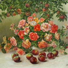 Оригинал схемы вышивки «розы под яблонней» (№113613)