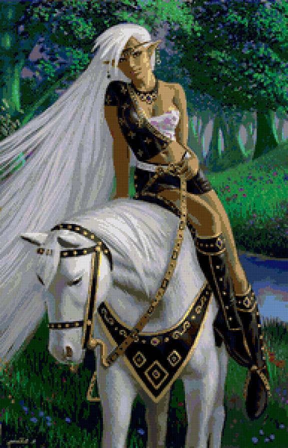 девушка-эльф - лошади, образ, лошадь, фентези, сказка - предпросмотр