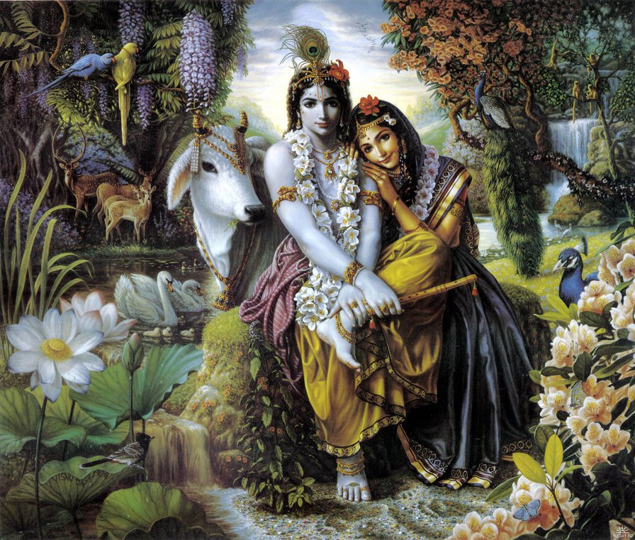 Божественная пара - полная картина - индуизм, эпос, индийская религия, легенды, картина - оригинал