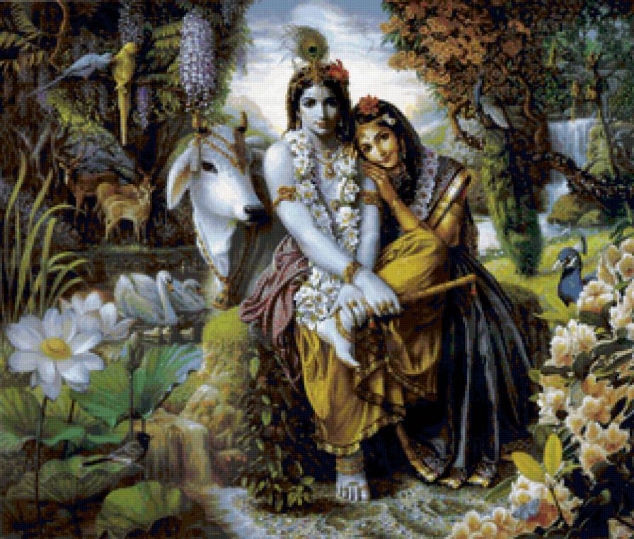 Божественная пара - полная картина - эпос, легенды, индуизм, картина, индийская религия - предпросмотр