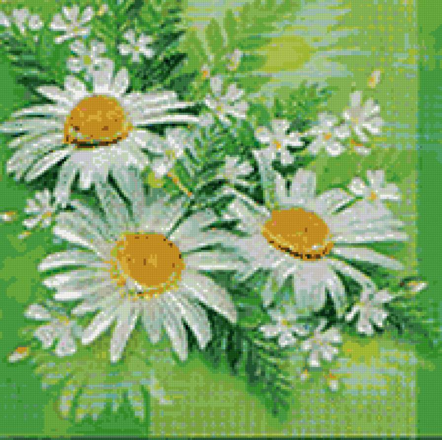 подушка ромашки - подушка, цветы, ромашки - предпросмотр