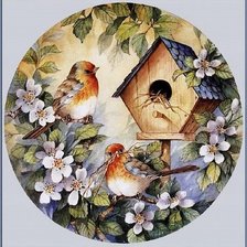 Оригинал схемы вышивки «птичий дом» (№114207)