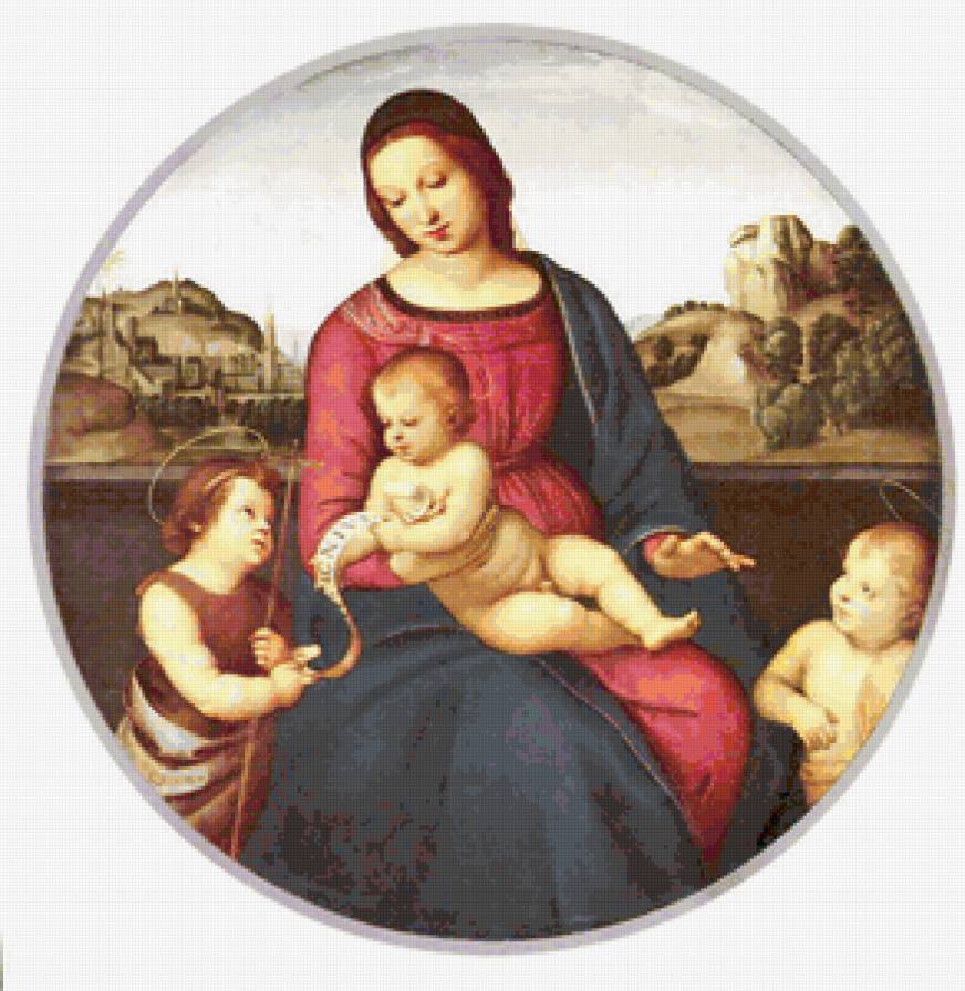 мадонна с ребенком и анеглами - картина, живопись, рафаэль, материнство - предпросмотр