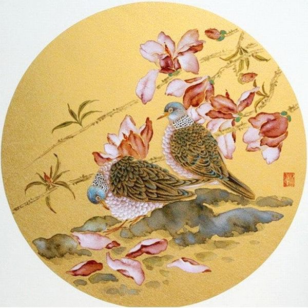 китайская живопись - цветы, птицы - оригинал