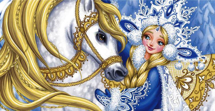 Кружево зимы - новогодняя, снегурочка, кони, лошадка, лошадь, снег, узоры, зима - оригинал
