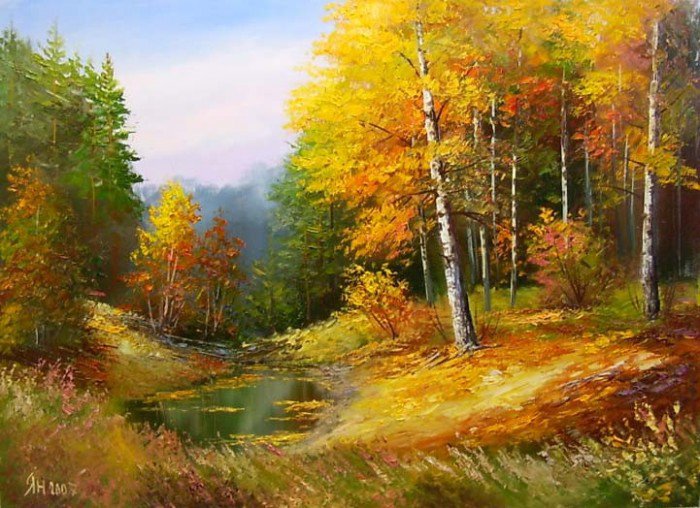 осенний пейзаж - природа, осень, пейзаж, лес - оригинал