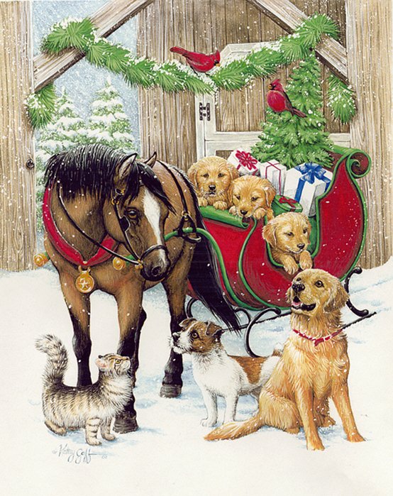 рождество - животные, рождество, зима - оригинал