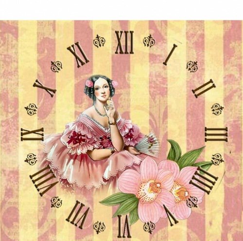 леди с орхидеями - часы, девушка, цветы - оригинал