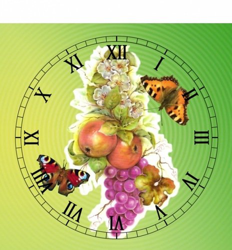 для кухни - бабочки, для кухни, фрукты, часы - оригинал