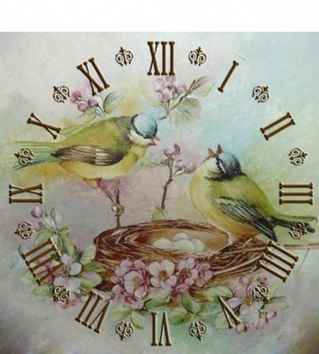 птицы у гнезда - птицы, часы - оригинал