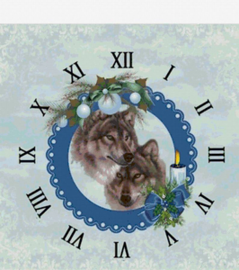 часы - волки, животные, часы, новогоднее - предпросмотр