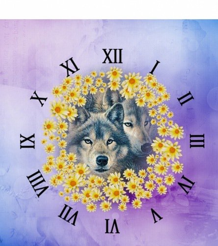 часы - животные, цветы, волки, часы - оригинал