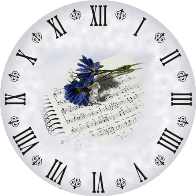 часы - часы, ноты, цветы - оригинал