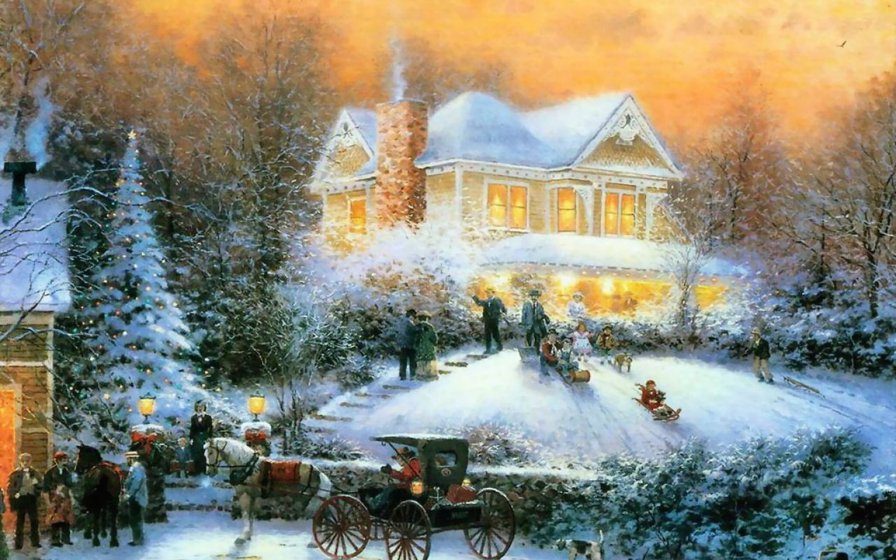 Рождество - снег, пейзаж, зима - оригинал
