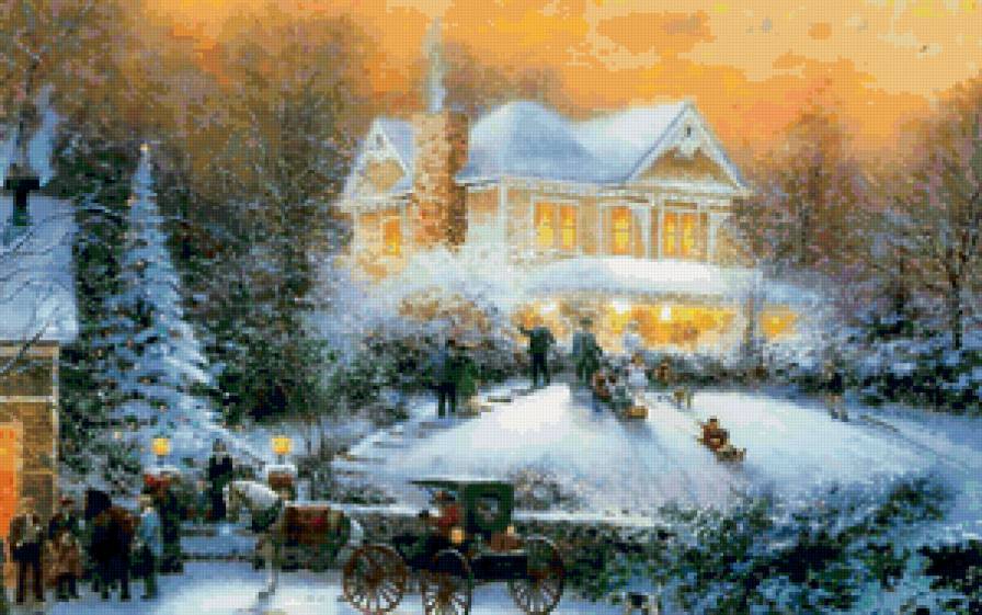 Рождество - зима, пейзаж, снег - предпросмотр