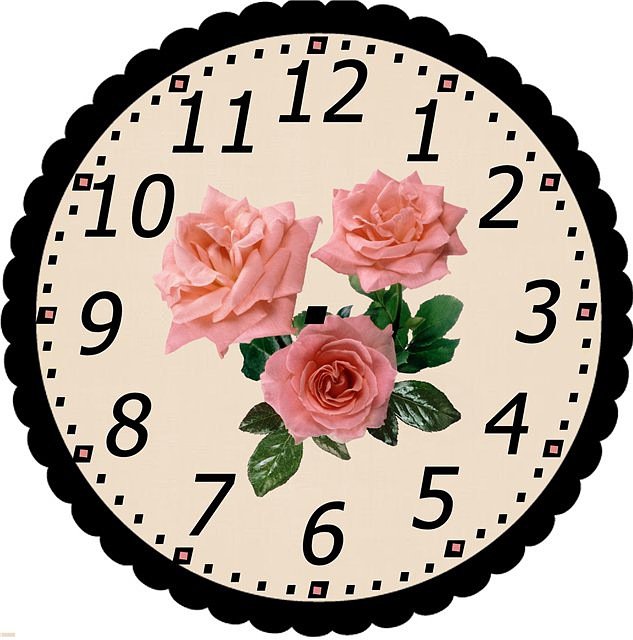 три розы - розы, цветы, часы - оригинал
