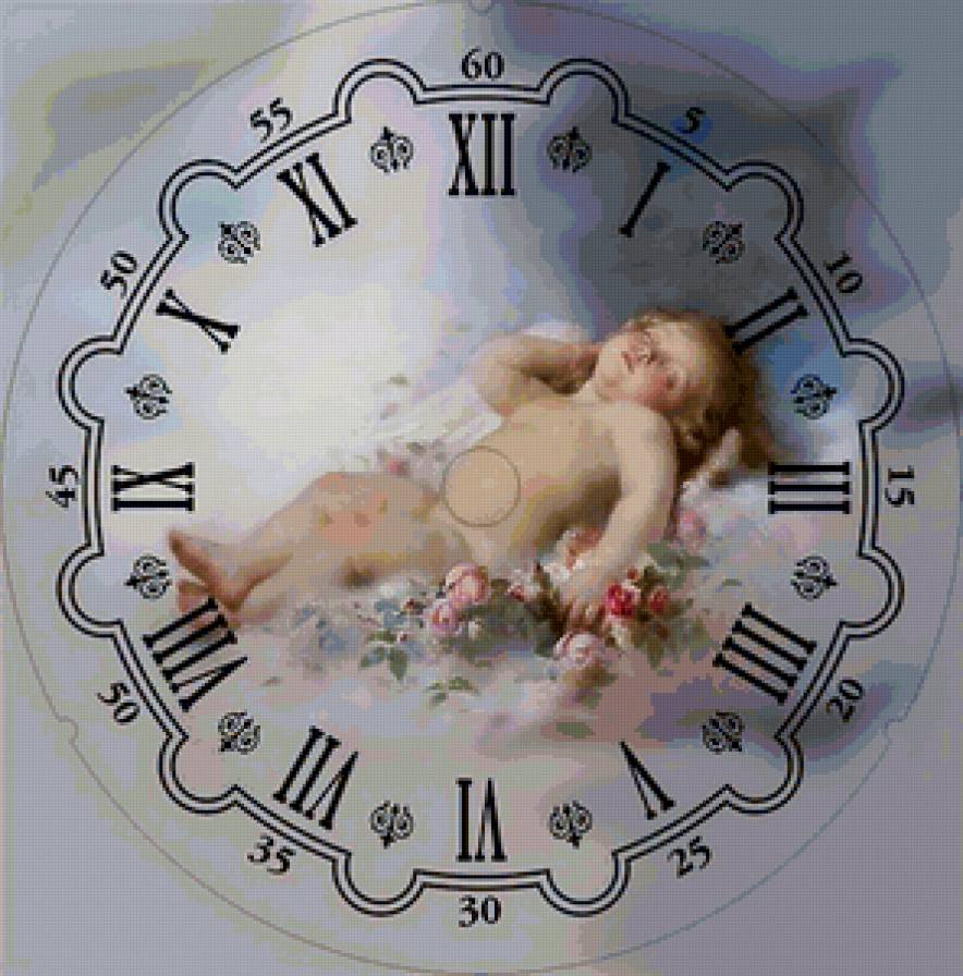 спящий ангелок - малыш, часы, ребенок - предпросмотр