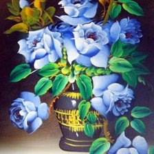 Оригинал схемы вышивки «Синие розы» (№117421)