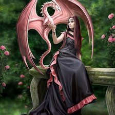 Схема вышивки «девушка и дракон»