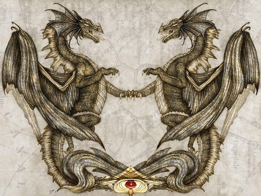 Драконы - символ - животные, символ, фентази, дракон - оригинал