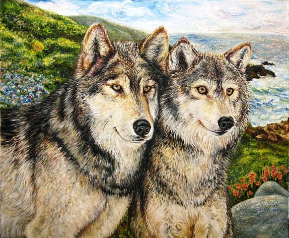 Волки - wolf, звери, волк, хищник, animals, природа. елка, волки - оригинал