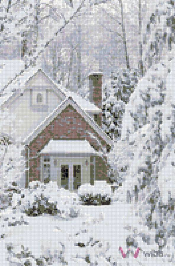 Дом в лесу - дом, зима, пейзаж - предпросмотр