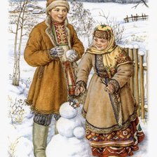 Схема вышивки «зима в деревне»