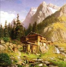 Оригинал схемы вышивки «домик в горах» (№118853)