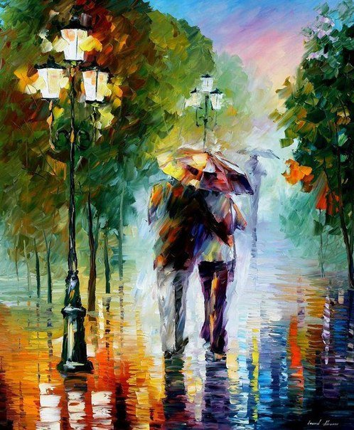 Счастливы вместе. - фонари, зонт, дождь, аллея, мужчина, женщина - оригинал