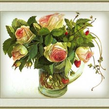 Оригинал схемы вышивки «цветы в вазе» (№118946)