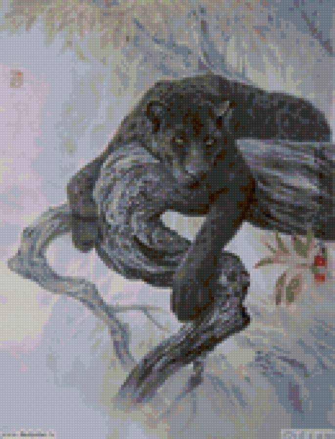 Пантера на дереве - пантера, животные, природа - предпросмотр
