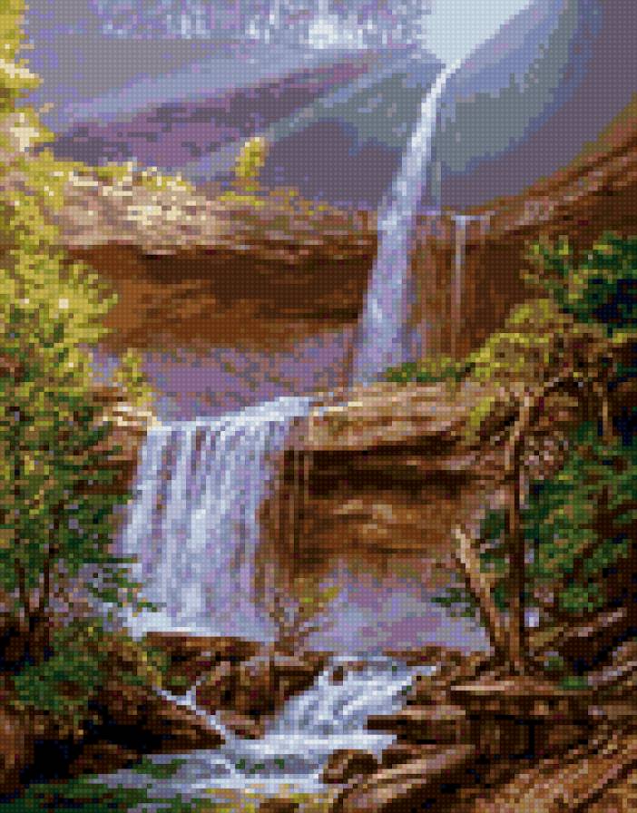 Водопад в ущелье - пейзаж, водопад - предпросмотр