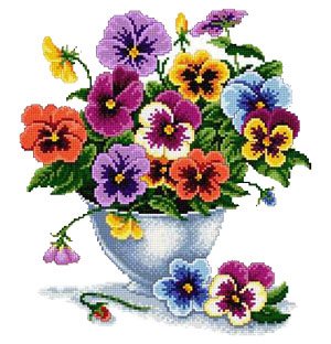 Анютины глазки - цветы, ваза, букет - оригинал