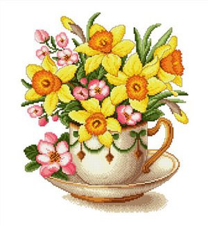 Нарциссы - цветы, ваза, букет - оригинал