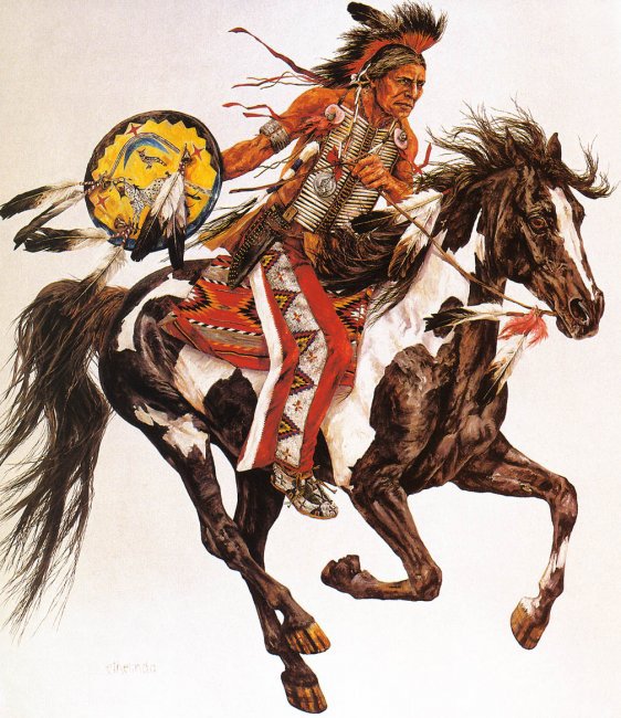 Серия "В индейском стиле" - лошади, кони, животные, люди, мужчина - оригинал