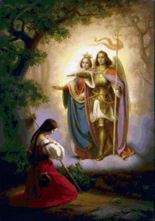 Явление святых Екатерины и Михаила - портрет, святая, религия, живопись, картина - предпросмотр