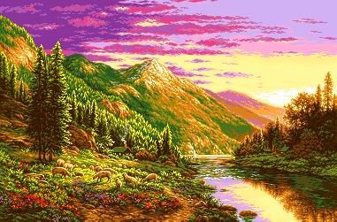 природа - горы, лес, картина, пейзаж - оригинал