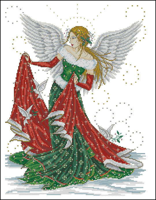 зимний ангел - картина, ангелы, зима, новый год - оригинал