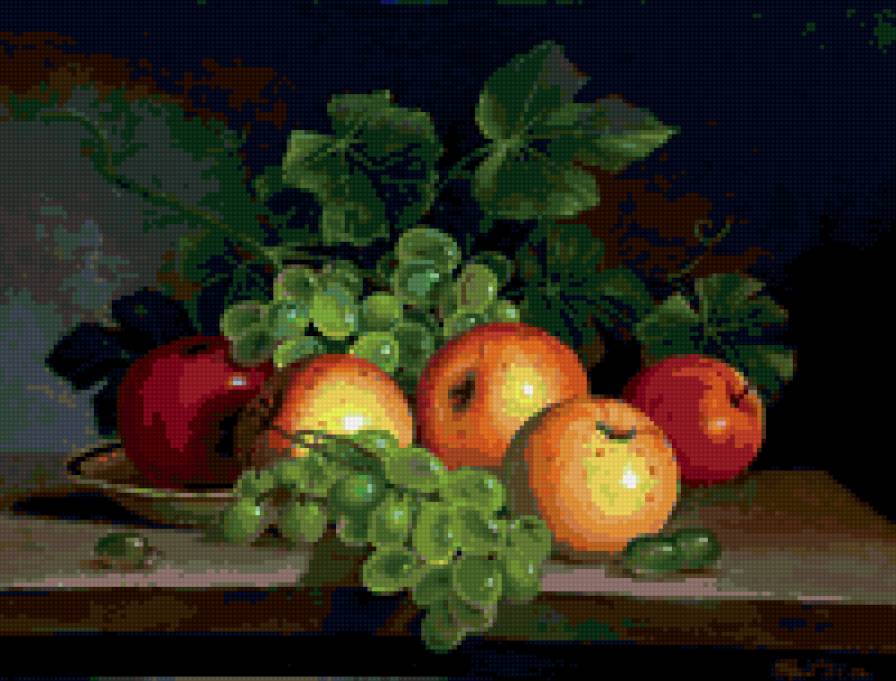осенние дары - натюрмотр, яблоки, для кухни, виноград, фрукты - предпросмотр