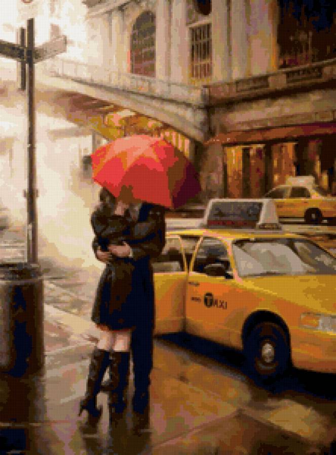 Красный зонт Daniel Del Orfano - картина - предпросмотр