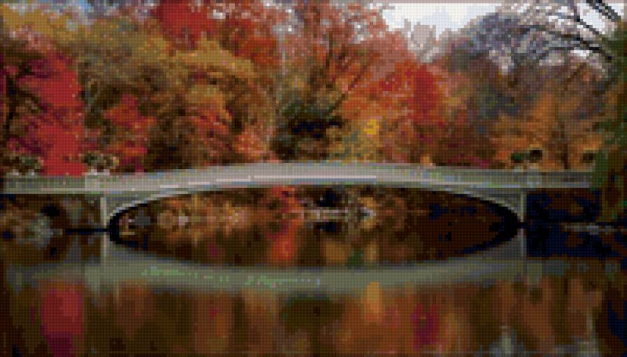 осень - река, мост, осень, время года, вода - предпросмотр