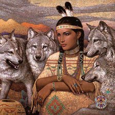 Схема вышивки «Богиня и волки»