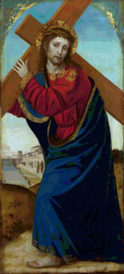 Ambrogio Bergognone - Christ carrying the Cross - мужчина, религия, христианство, икона - предпросмотр