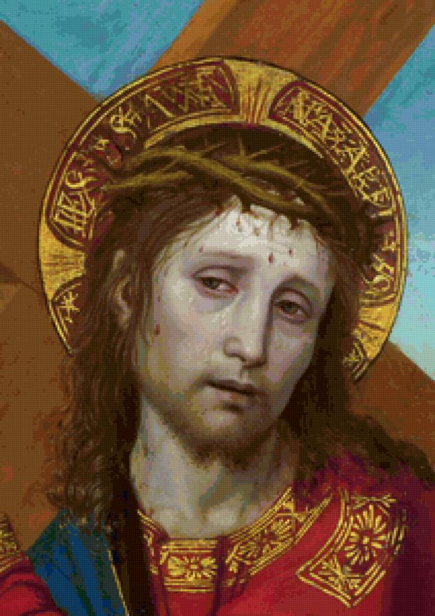 Ambrogio Bergognone - Christ carrying the Cross (часть) - религия, икона, христианство, мужчина - предпросмотр